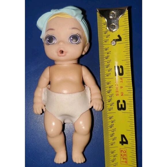 4 Inch Zapf Creations Baby Surprise Blue Bow Purple Eyes Diaper Collectible - Picture 7 of 8